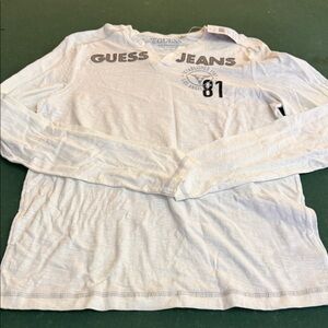 Guess White Graphic Long Sleeve Tee